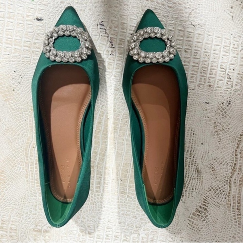 ASOS Emerald Flats with Crystal Buckle